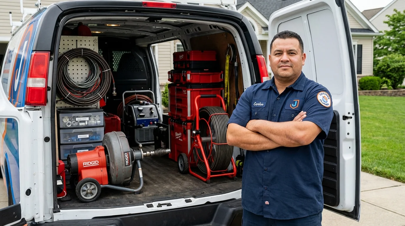 Professional drain cleaning equipment and Johns Plumbing LLC plumber in Bluffton